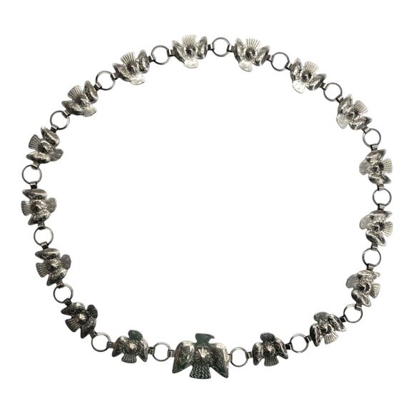 Vintage Southwestern Thunderbird Concho Belt Silver Tone Stamped Link Chain main image 6